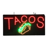 Letrero Tacos Led 48cm X 25cm Para Tu Negocio