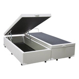 Base Cama Box Baú Blindado Bipartido King Size Corino Branco