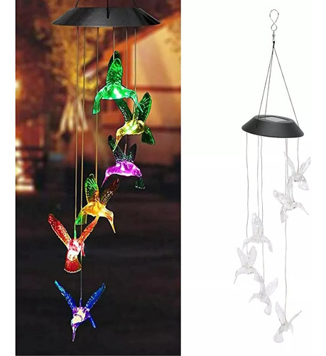 Lampara Colibri Colgante Led Solar Jardin Terraza