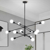 Lámpara Colgante Sputnik Moderna 12 Luces Negra Ajustable