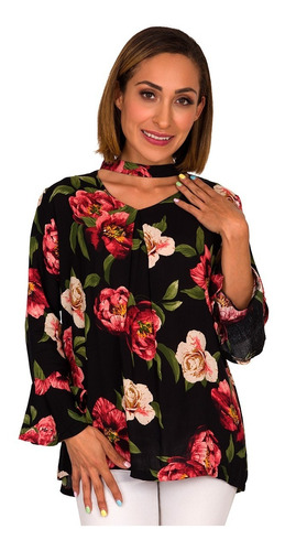 Blusa Dama Moda Estampado Flores Elegante 728