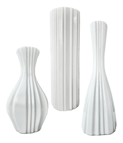 Trio De Vasos Romano Em Cerâmica Decoração Enfeite Sala Rack