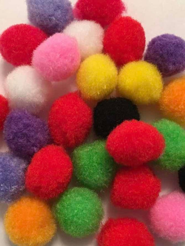 100 Pompones Felpa 2cm Colores Surtidos. Oferta!