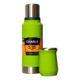 Set Termo Mate Charly Cebador 1 Lt Inoxidable Frio Calor 