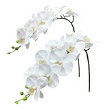 Flores Artificiales De Latex 2 Varas De Orquideas Blanco