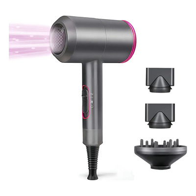 Funsmile Secador de Cabello Profesional 1800W Motor Ultra Potente 600g Iones Hidratantes para Cuidado Capilar 3 Boquillas 3 Velocidades + 3 Temperaturas Protección contra Sobrecalentamiento olor negro | Meses sin interés