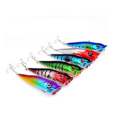 Hopemob Pack Con 6 Señuelos Popper Currican Pesca 11.5 Cm Mar Rio 12 Gramos Pesca Exitosa Sistema Branquia Sonora