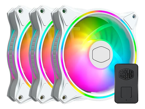 Kit Coolers Fan Argb X3 Halo Blanco 120mm Gabinete Pcreg