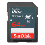 Cartão Sdxc 64gb Sandisk Ultra Uhs-i 100mb/s U1 Classe 10