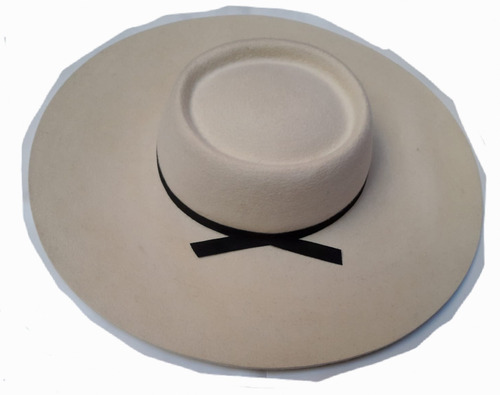 Sombrero Paño Tradicional Beige Plato Redondo 