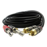 Cabo 2 P10 Mono Para 2 Plug Rca Profissional 2 Metros