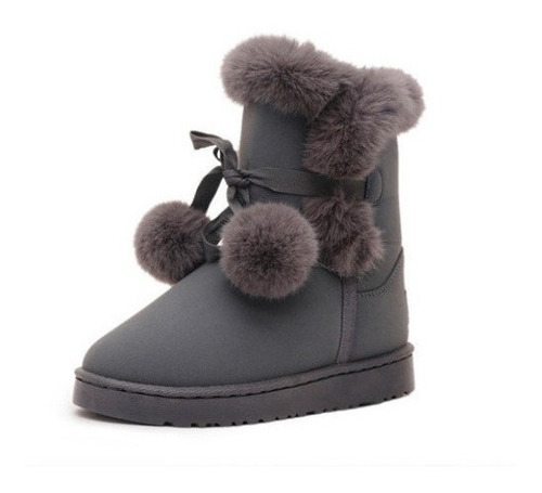 Botas De Nieve Cálidas De Piel Para Mujer Zapatos De Ante