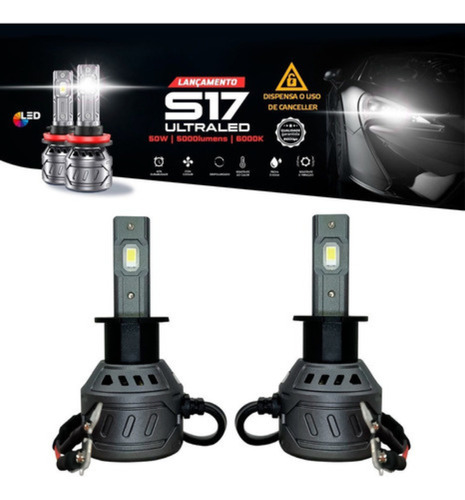 Kit Lâmpada Led Nano Shocklight S17 6000k 12v 55w 5000lumens