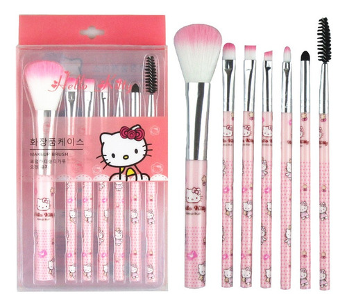 Hello Kitty 7 Pieza Conjunto De Cepillo Del Maquillaje