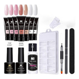 Set Kit Uñas Polygel Completo Sin Lámpara Con 4 Polygel