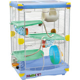 Jaula Casa Hamster Raton Rueda Bebedero 50x35x27cm 10196 Color Azul