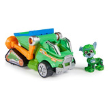 Paw Patrol Auto Mighty Pups Camión Reciclaj Luz Sonido Rocky