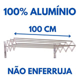 Varal Sanfonado De Parede Retratil 100 Cm Dobravel Aluminio