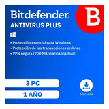  Bitdefender Antivirus Plus 2024 - 3 Dispositivos - 1 Año  