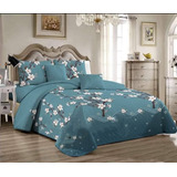 Cubrecama 2 Plaza De Regalo 1 Bajada De Cama Quilt Azul Flor