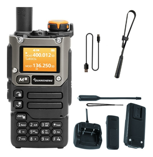 Walkie Talkie Ham Radio Uhfvhf Plegable Cs Antena Amfm Usb C