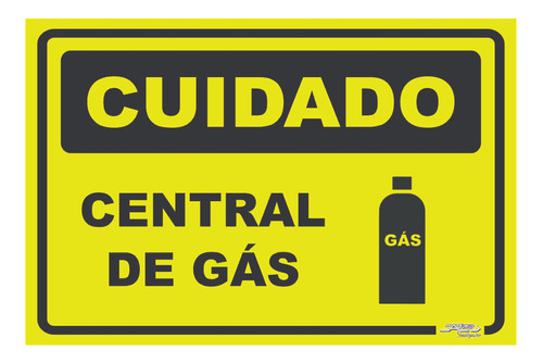 Placa De Sinalização | Cuidado Central De Gás | 30x20
