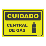Placa De Sinalização | Cuidado Central De Gás | 30x20