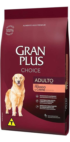 Ração Granplus Choice Frango E Carne Cães Adultos 15kg