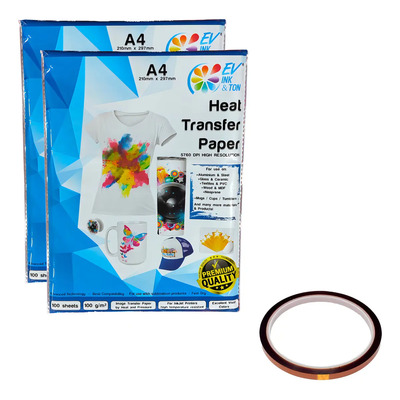 Papel de Sublimación A4 200 Hojas y Cinta Térmica EV Ink&Ton | Envío gratis