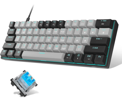 Teclado Gamer Magegee Sk61 Teclas Blue Color Negro Y Gris