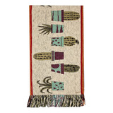 Camino De Mesa Chenille Decorativo Cactus Huitrú 1,60x0,36m 