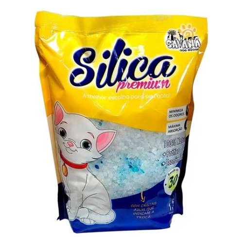 Areia Para Gato Sílica Premium 1,5kg Savana Pet