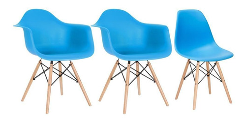 Kit Cadeiras Eames Wood 2 Daw   1 Dsw  Varias Cores  