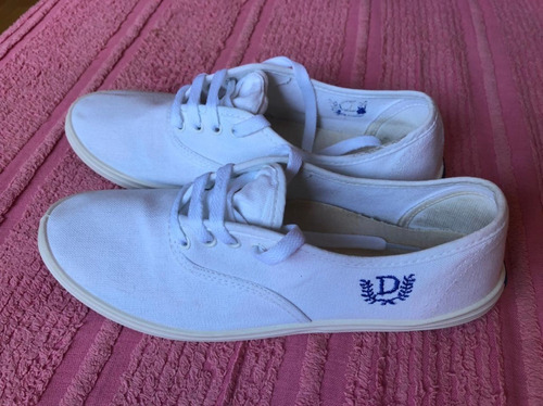 Zapatillas Bajas Lona Marca Deli Blancas