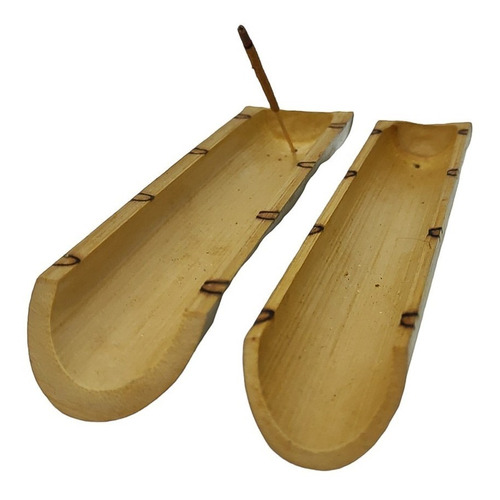 2 Incensários Porta Incenso Canaleta Bambu Envernizado 
