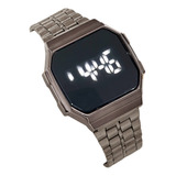 Reloj Digital Led Negro Vintage Acero Octagonal Moda