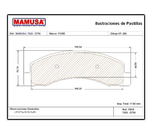 Pastillas De Frenos 7625 F250, F350, Triton, Escursion Foto 3