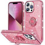 Funda Para iPhone 13 Pro Anillo Brillos Y Glitter Rosa