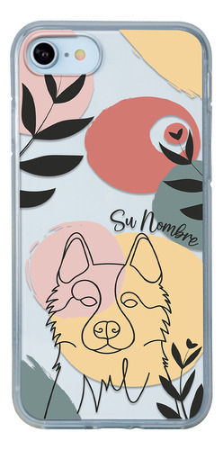 Funda Para iPhone Mujer Perro Husky Minimal Con Su Nombre