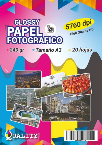 Papel Fotográfico Glossy Tabloide A3 X 20 Hojas