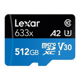 Memoria Microsdxc 512gb Lexar 633x Alto Rendimiento 100 Mb/s