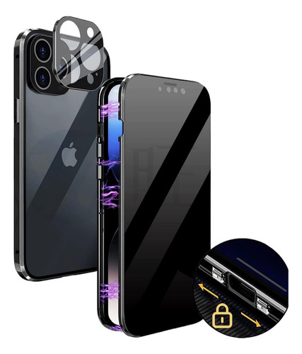 Para Iphone15 Doble Cara Vidrio Metal Protector