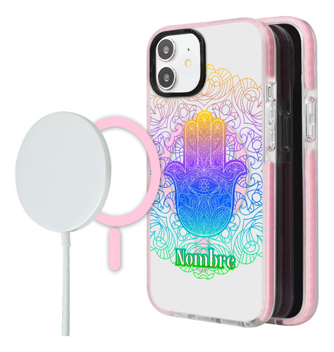 Funda Para iPhone Magsafe Mano Fatima Personalizada Nombre