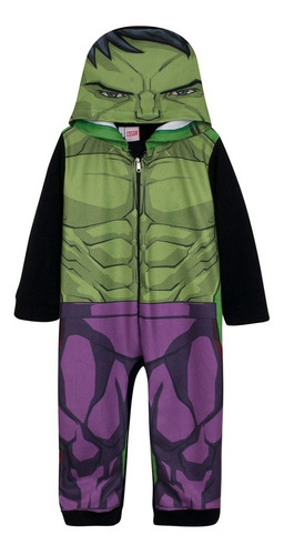 Pijama Niños Enterito Polar Capucha Vengadores Hulk Marvel 