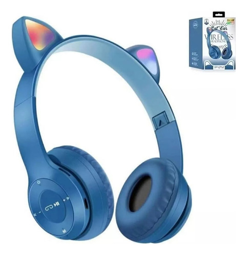 Auriculares Vincha Oreja Gato Luz Bluetooth Gatito Gamer Rgb