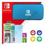 Case Capa Proteção Switch Lite + Pelicula Vidro + 4 Grip 