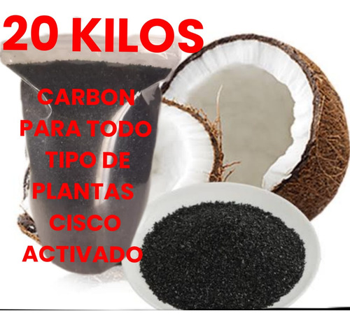 Carbon Activado Plantas Abono Cisco Espesial Cascara 20 Kilo