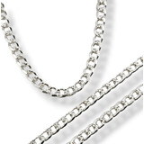 Cadena Cubana 70 Cm X 4mm Diamantada Plata Ley .925 Hombre