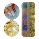 Kit 2 Madre Perola + Folhas De Ouro Decoração De Unha Gel