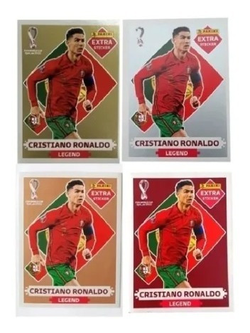 Kit 4 Figurinhas Legend Especial Cristiano Ronaldo Copa 2022